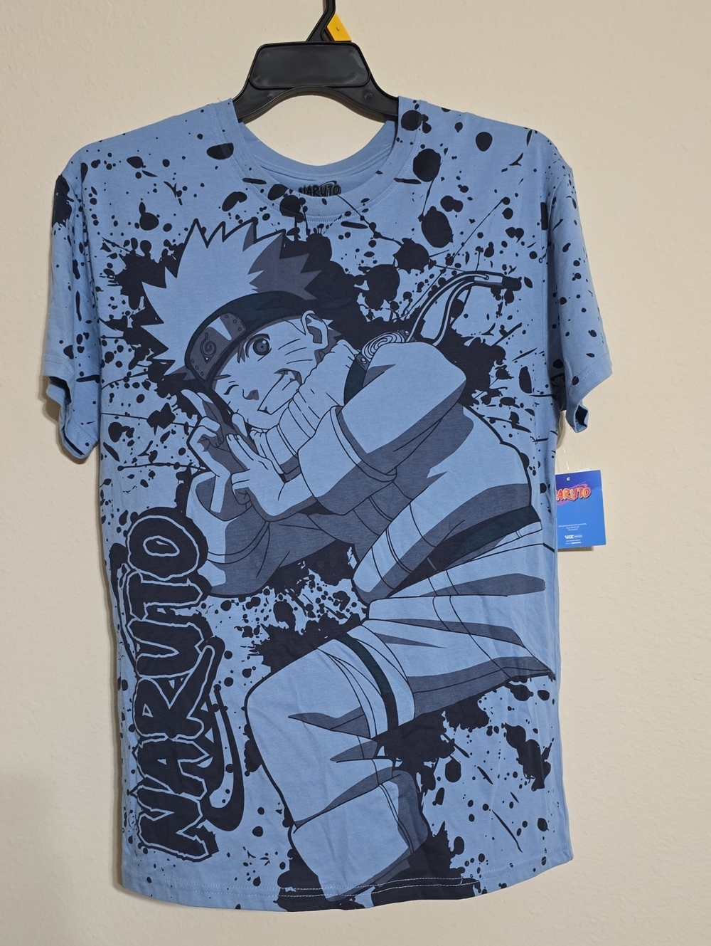 NWT Mens Naruto Graphic Tee in Blue with Black Print Multiple Sizes Available